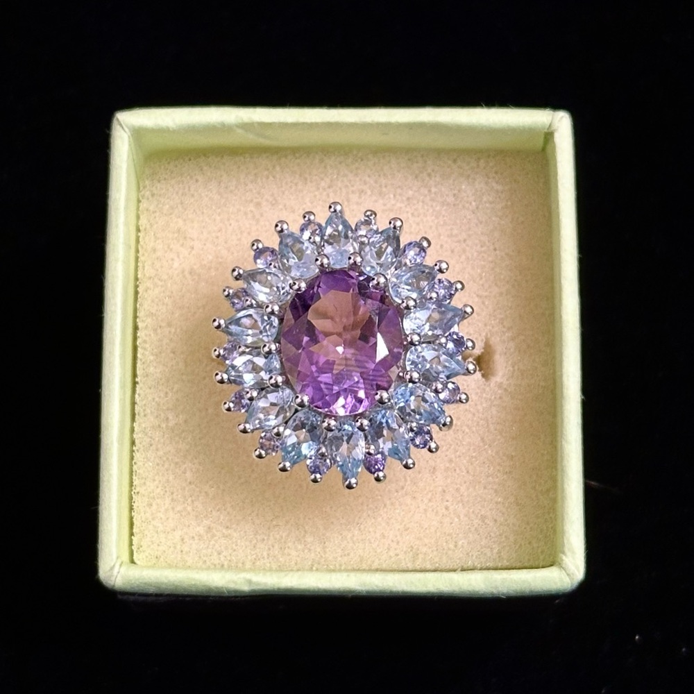Ross Simons Simulated Oval Amethyst CZ Sterling Silver Ring